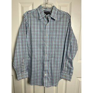 Banana Republic Men's Non Iron Slim Fit Plaid Button Down Dress Shirt Size L